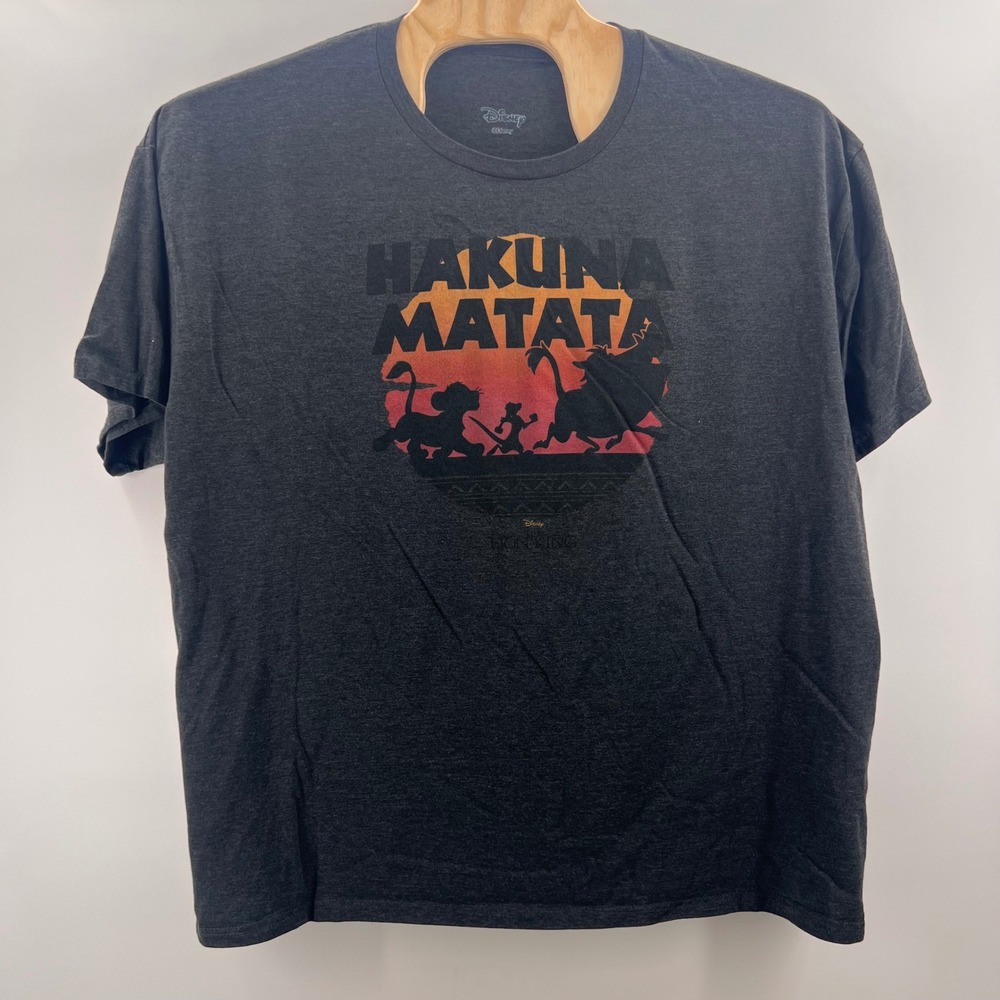 Disney The Lion King Hakuna Matata Graphic T-Shirt‎ Heather Charcoal Mens XL